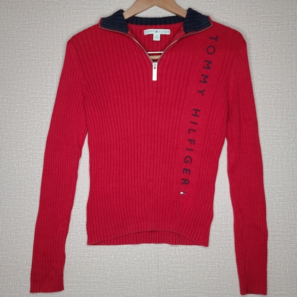 Tommy Hilfiger Sweaters - Tommy Hilfiger Red Ribbed Sweater